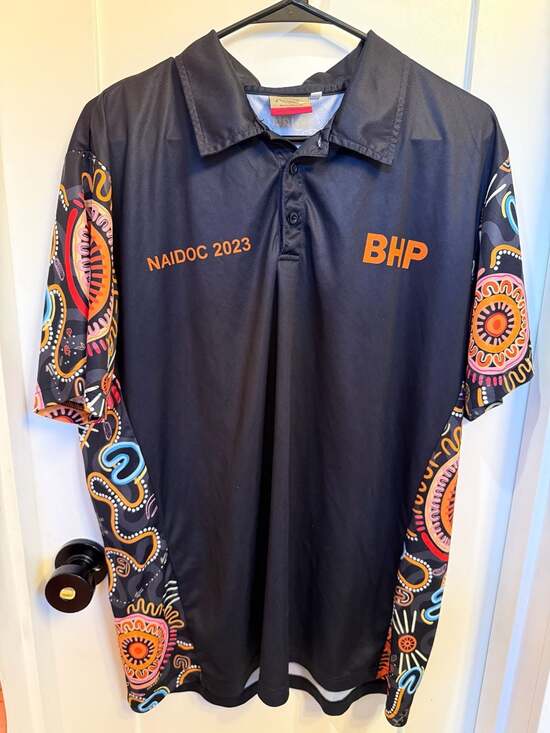 Jatu Clothing & PPE NAIDOC 2023 BHP Corporate Indigenous Art Polo Shirt